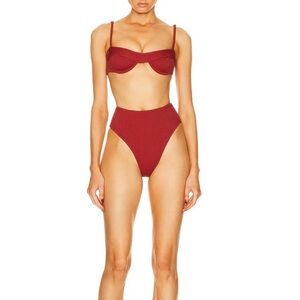 NEW HAIGHT ribbed highleg hotpants bordeaux Small bikini bottoms